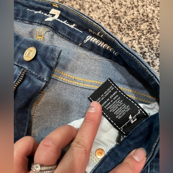 7 For All Mankind Mid Wash Low Rise Skinny Jeans with Raw Hem 26 - Picture 7 of 8